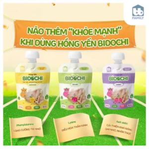 Yến cho bé, túi hồng yến Bidochi X5 dưỡng chất vị trái cây phát triển chiều cao, giảm biếng ăn và tăng sức đề kháng